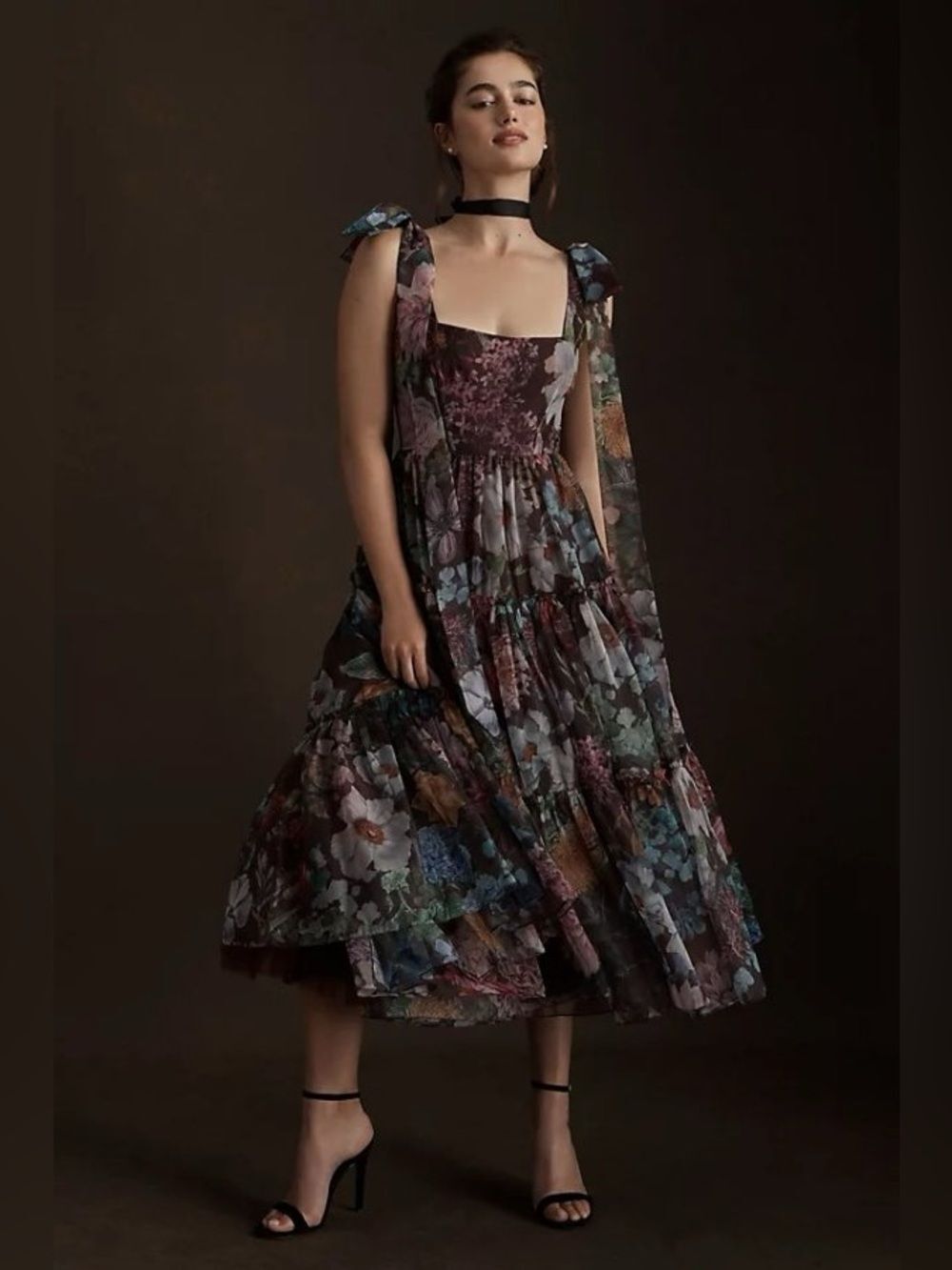 New BHLDN Isabella Tiered Square-Neck A-Line Midi Dress Size 18